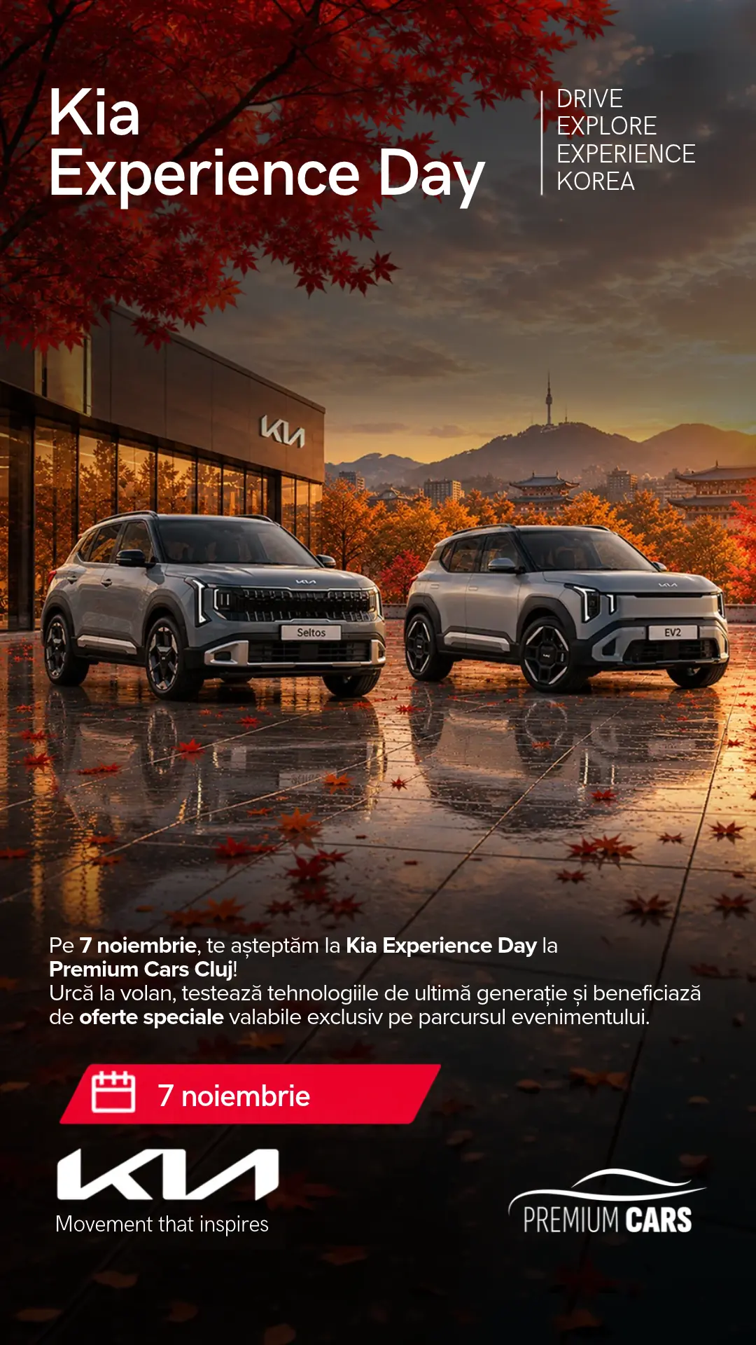 Kia Experience Day - 7 noiembrie la Premium Cars Cluj